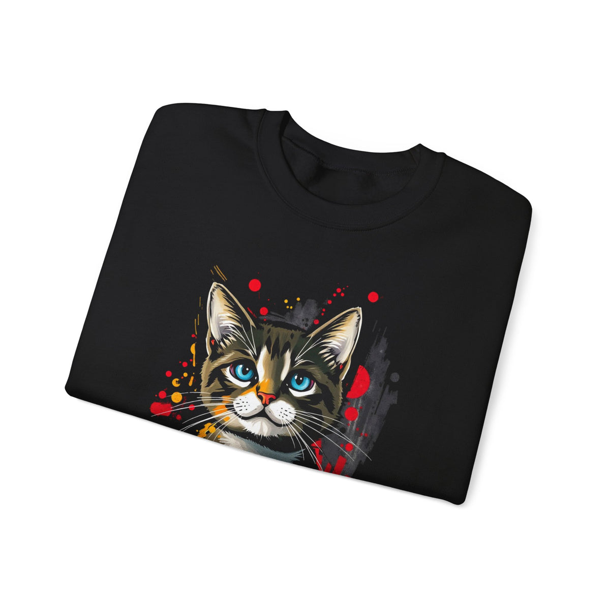 Splatter Paint Tabby Cat Crewneck Sweatshirt Unisex Graphic Pullover