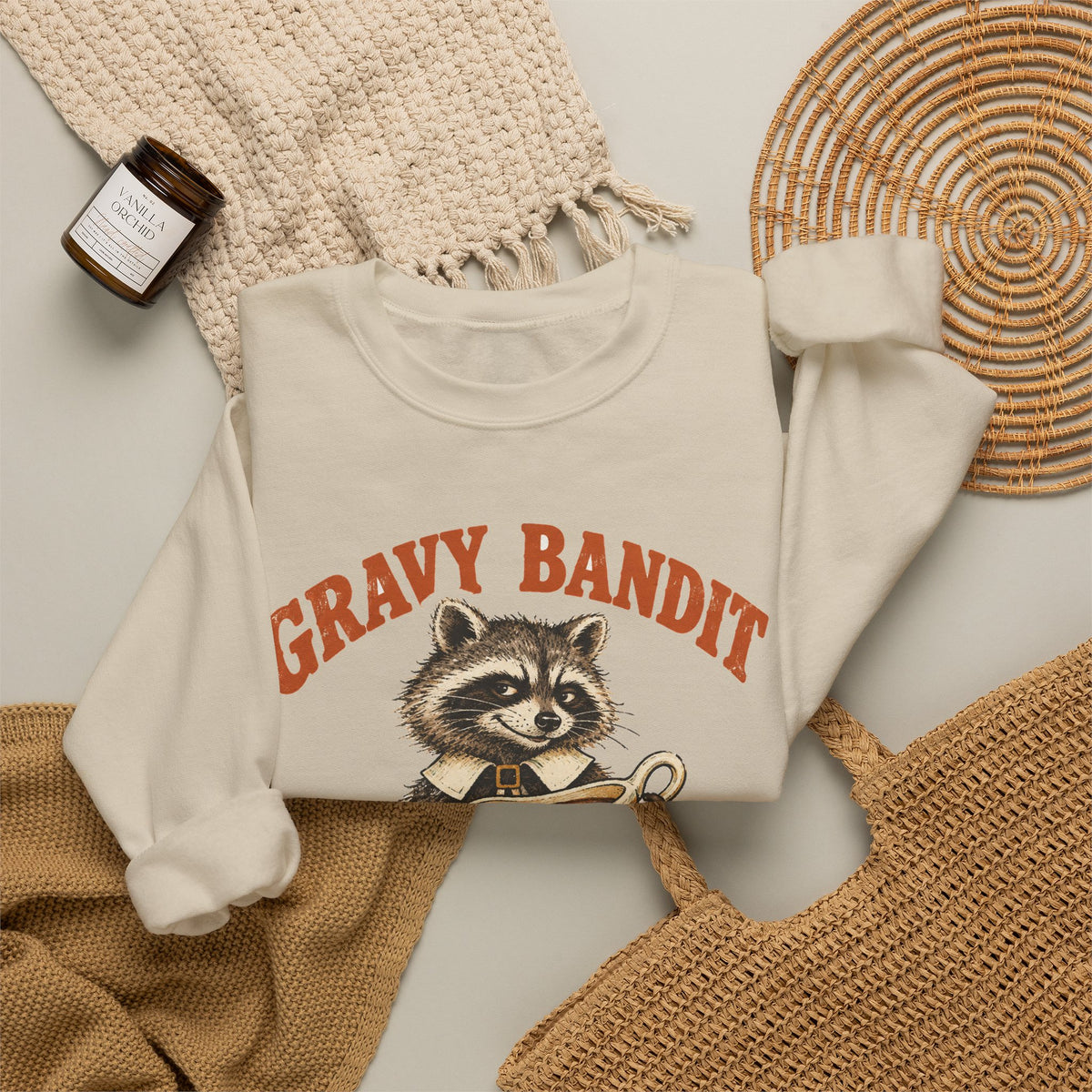 Gravy Bandit Raccoon Sweatshirt Funny Thanksgiving Trash Panda