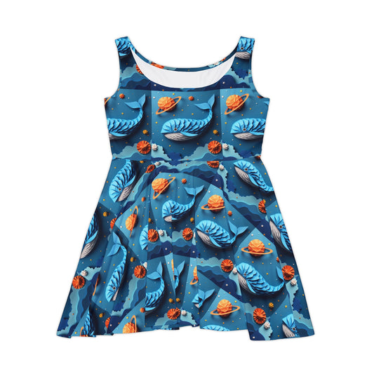 Space whale Women's Skater Dress (AOP)