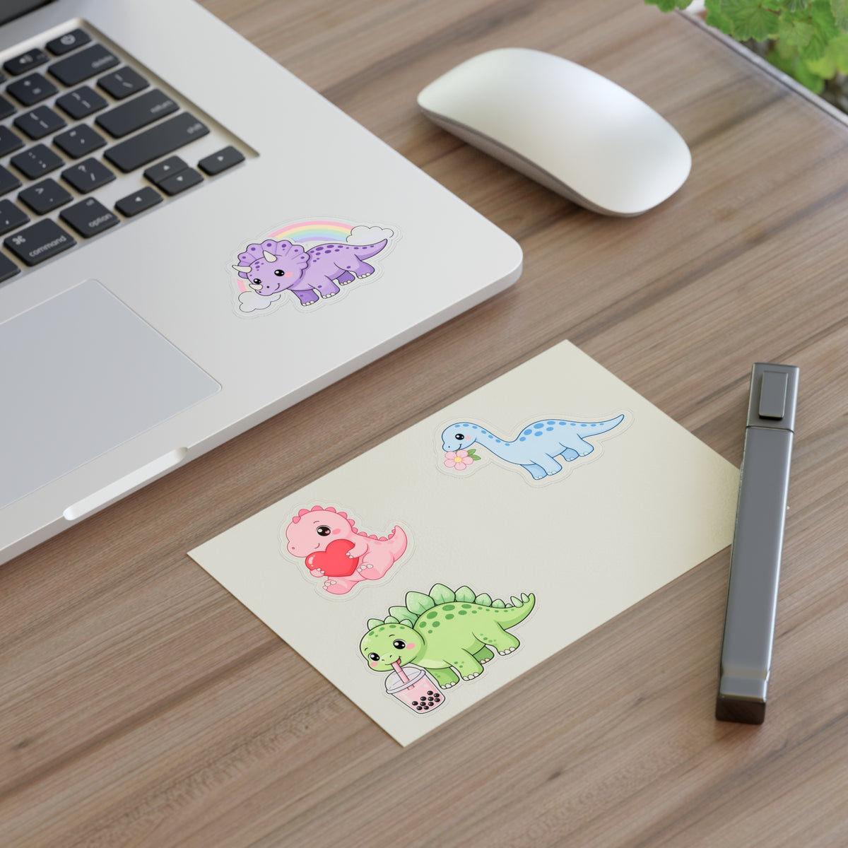 Cute Kawaii Dinosaur Sticker Sheet 4 Pastel Dino Stickers Laptop Water Bottle