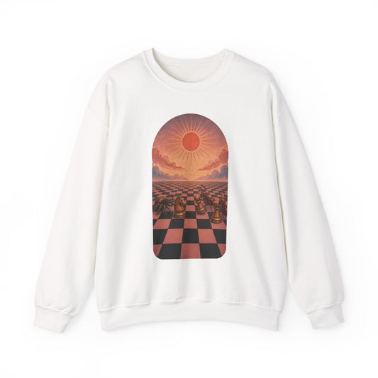 Spider and Ants Chess Sweatshirt Jumping Spider Retro Sunset Crewneck