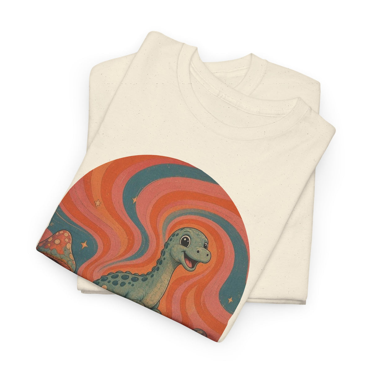 Groovy Brontosaurus T-Shirt Retro 70s Dinosaur Mushrooms Daisies Tee