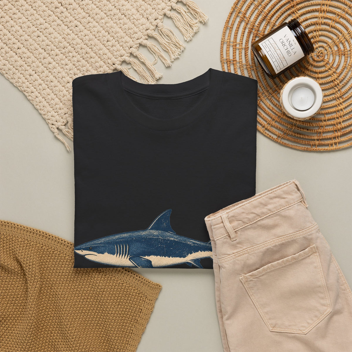 Great White Shark Wave T-Shirt Ukiyo Ocean Surf Tee