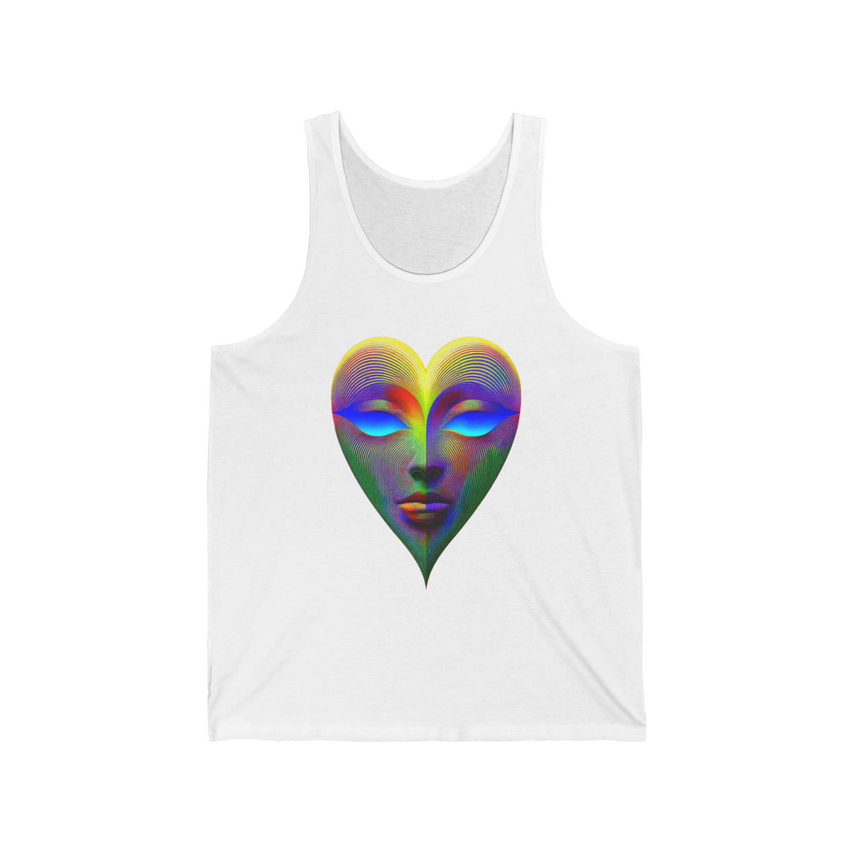 Orange Heart Face Illusion Graphic Tank Top Unisex Jersey Tank