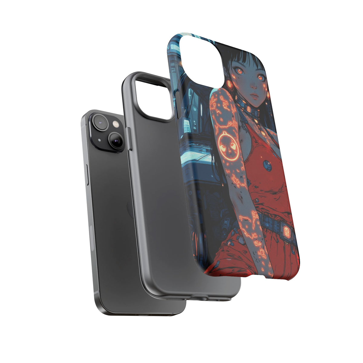 Tattooed Girl Neon Car Tough Phone Case iPhone Samsung Pixel