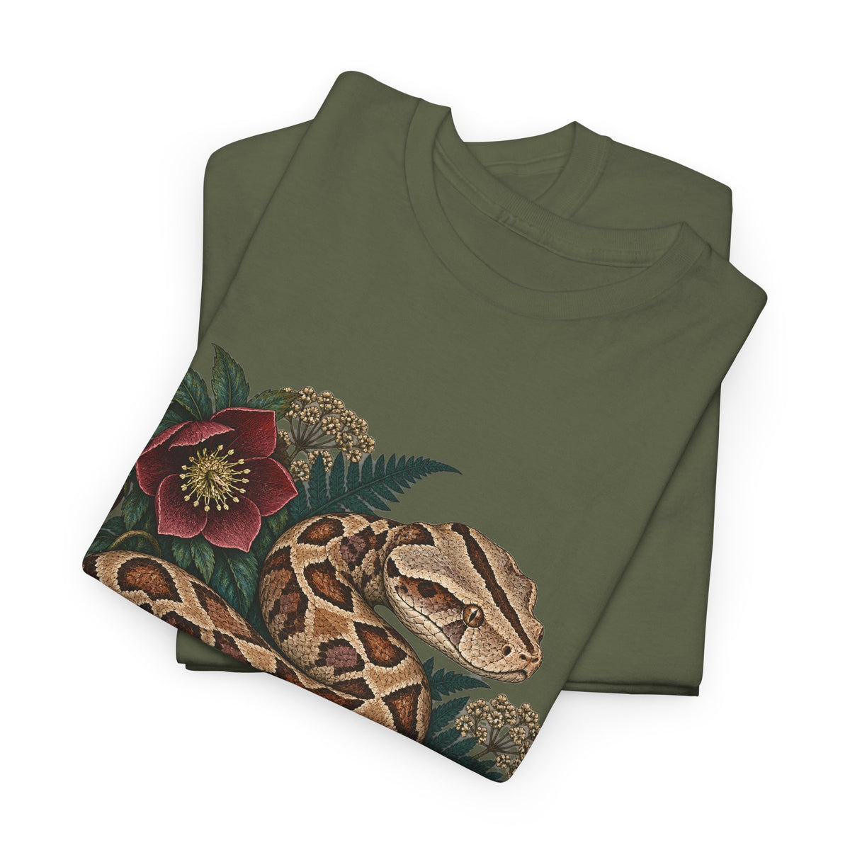 Gaboon Viper Hellebore T-Shirt Botanical Snake Fern Tee