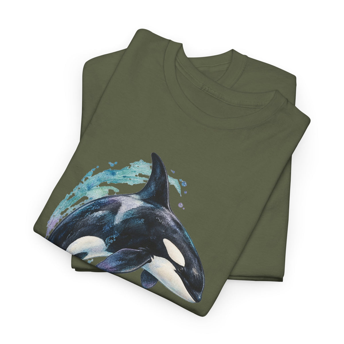 Orca Mother and Calf Tee Watercolor Killer Whale Mom and Baby Ocean Splash Shirt