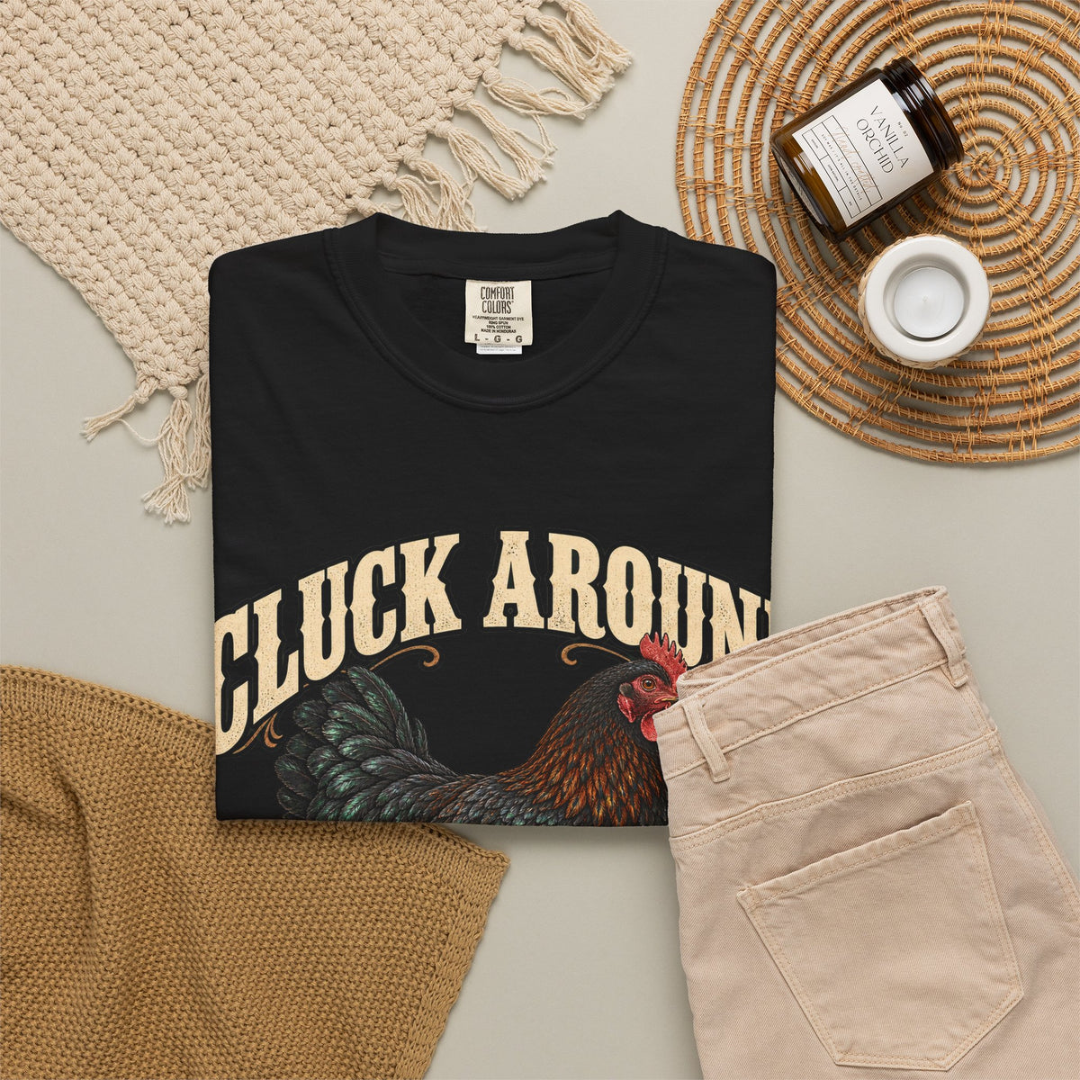 Cluck Around and Find Out Black Hen Tee Funny Chicken FAFO Pun Shirt