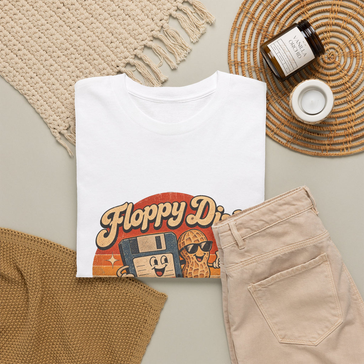 Floppy Disk Floppy Nuts T-Shirt Retro 80s Floppy Disk Peanut Funny Tee