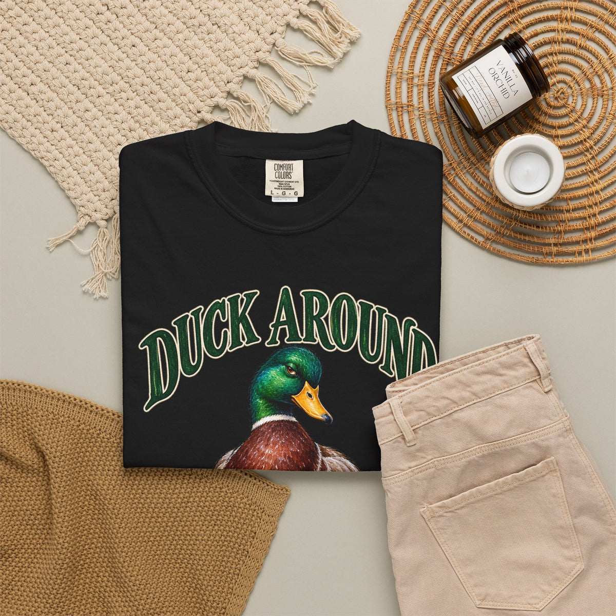 Duck Around and Find Out Green Letter Mallard Tee Funny FAFO Pun Shirt