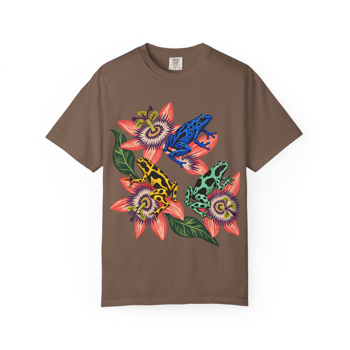 Poison Dart Frogs Passion Flowers Tee Colorful Dart Frog Tropical Flower Wildlife Shirt