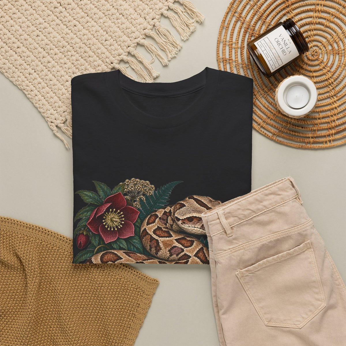 Gaboon Viper Hellebore T-Shirt Botanical Snake Fern Tee