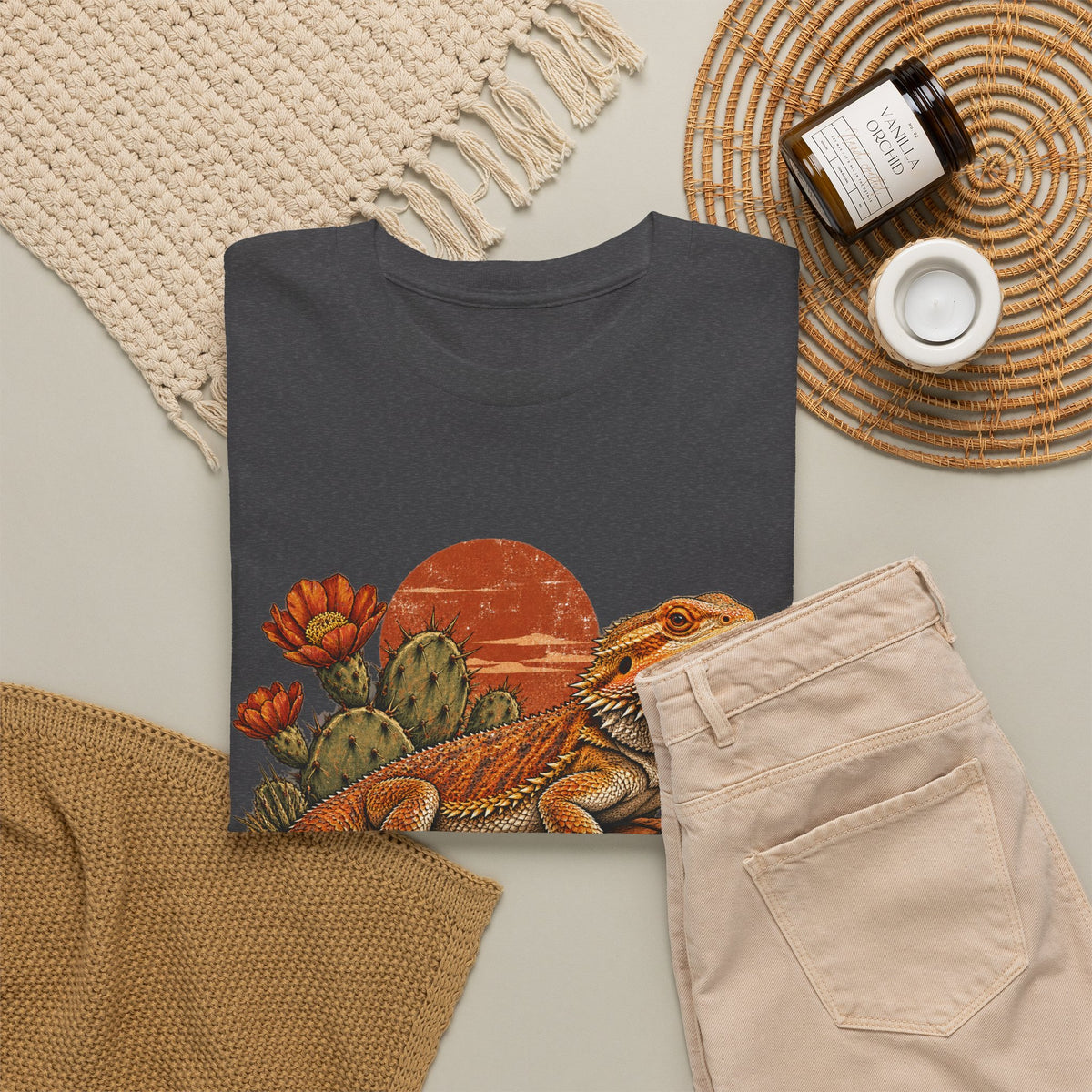 Bearded Dragon Desert Sun T-Shirt Cactus Southwest Lizard Tee