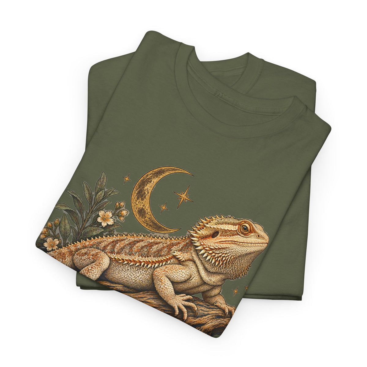 Bearded Dragon Moon T-Shirt Celestial Lizard Night Bloom Tee