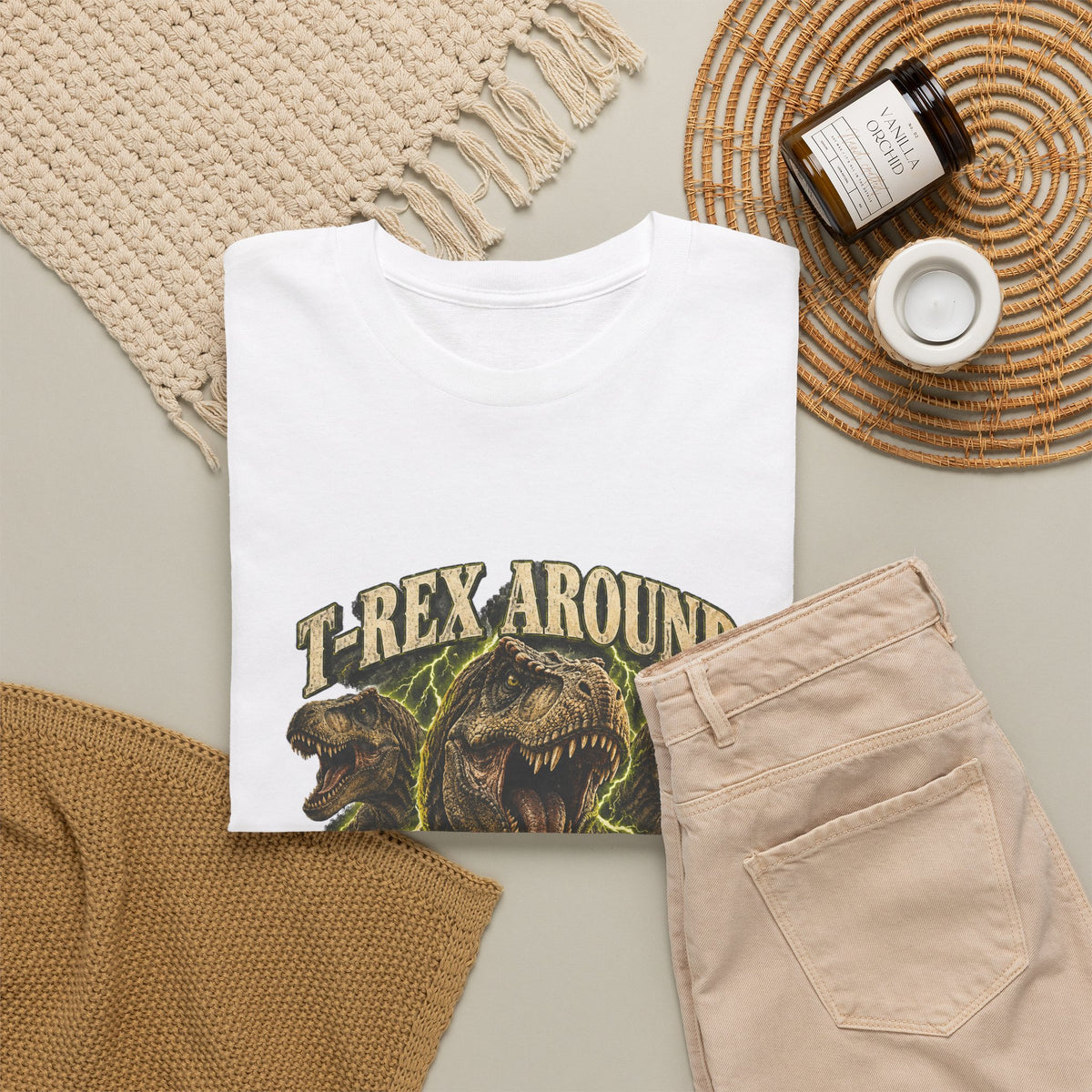 T-Rex Around and Find Out T-Shirt Funny Dinosaur Graphic Tee Retro 90s Style