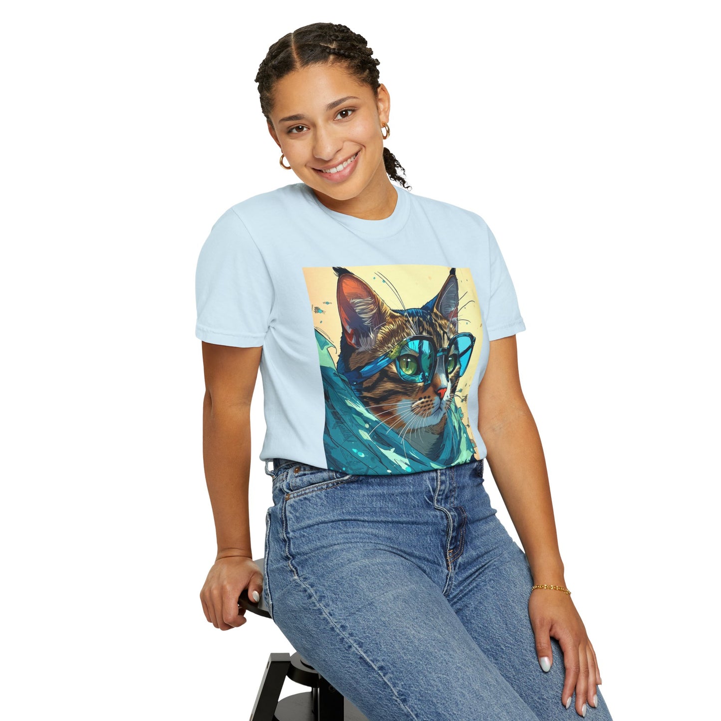 Cat Scarf Glasses T-Shirt