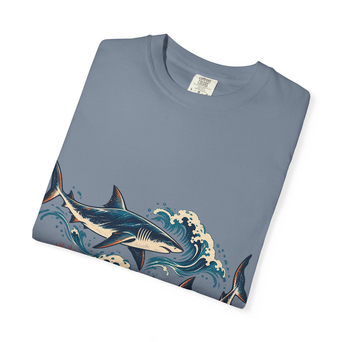 Great White Sharks Ukiyo Wave Tee Japanese Woodblock Shark Ocean Coral Shirt
