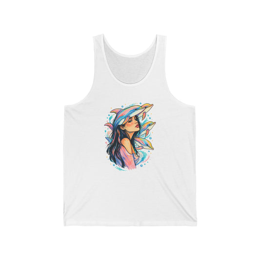 Pastel Dolphin Dream Girl Tank Top Ocean Dolphins Watercolor Pop Art