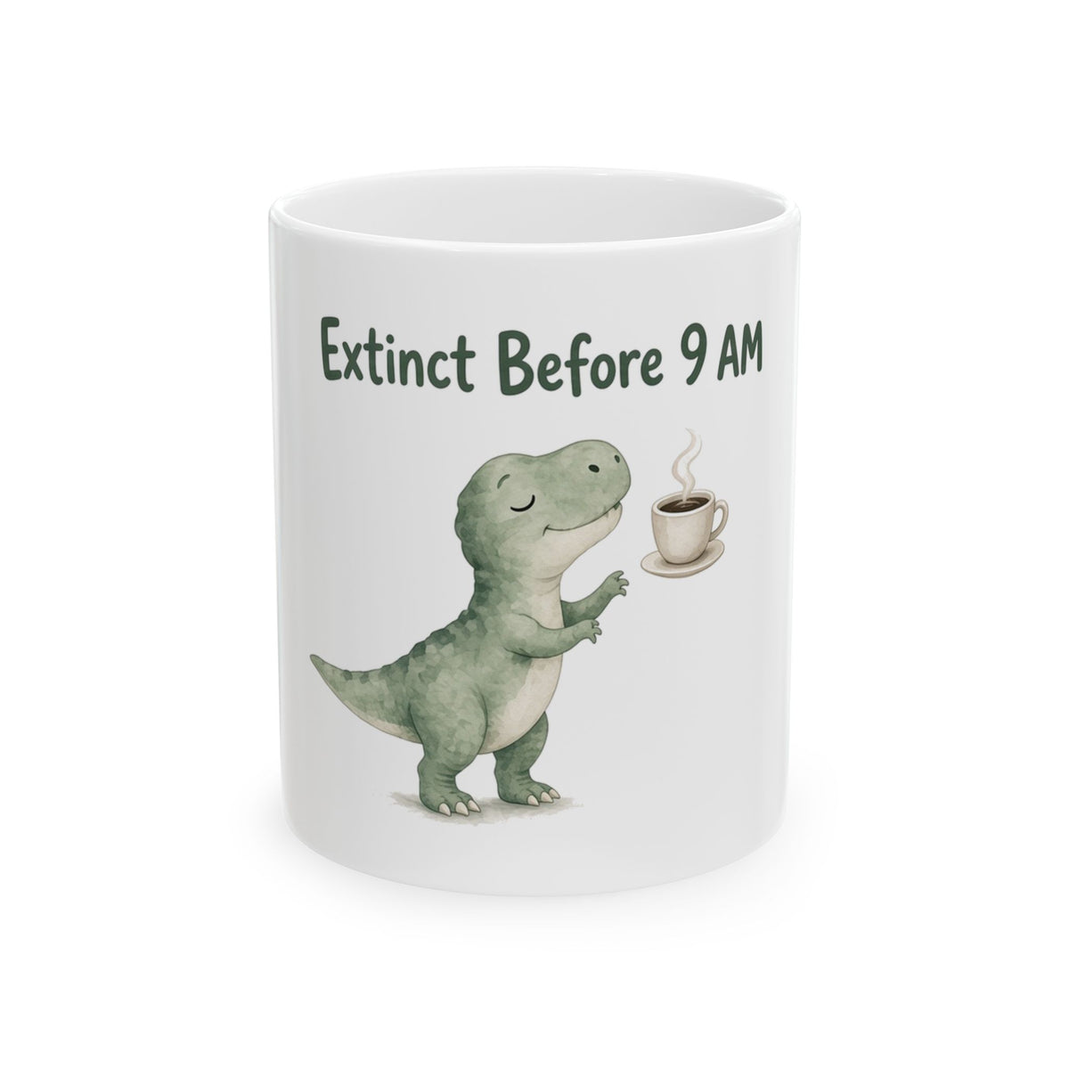 Extinct Before 9 AM Watercolor T-Rex Coffee Mug 11oz 15oz - Cute Dinosaur Mug