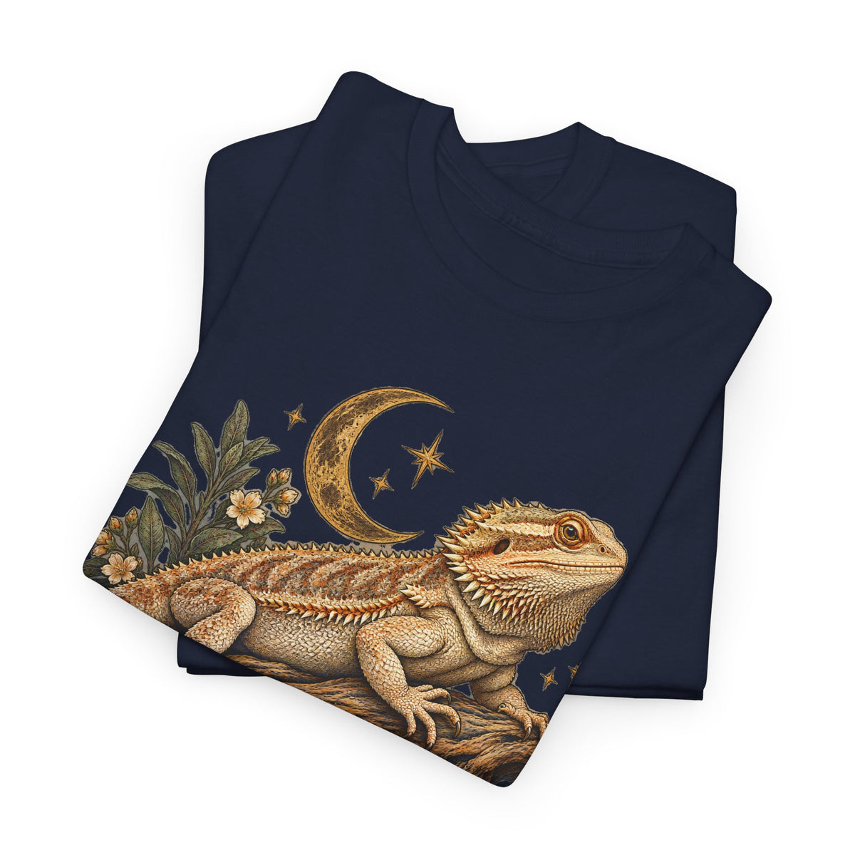 Bearded Dragon Moon T-Shirt Celestial Lizard Night Bloom Tee