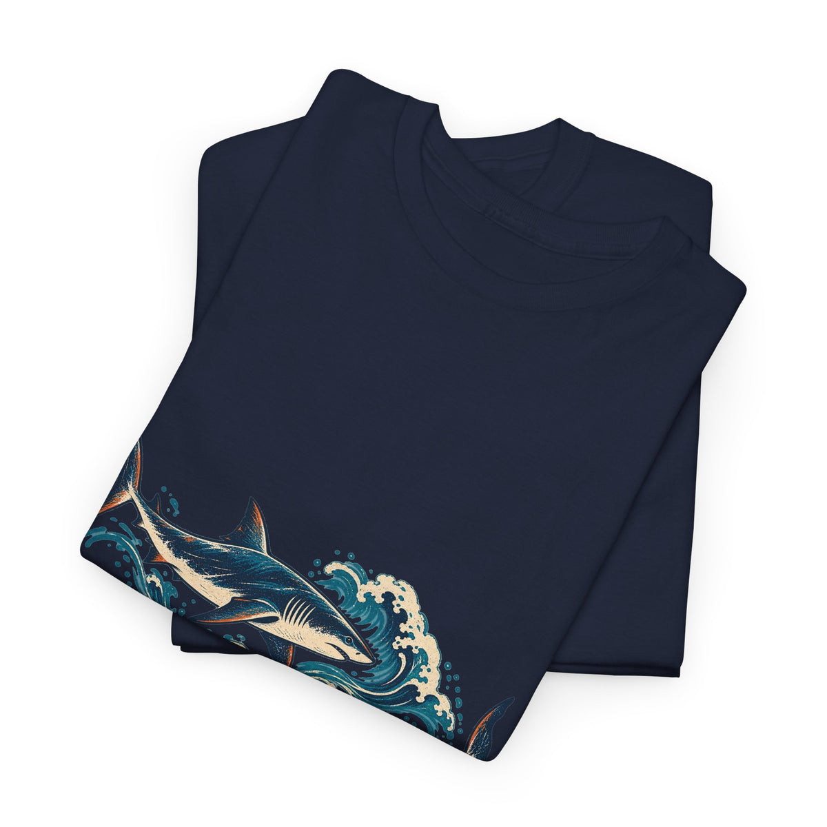 Great White Sharks Ukiyo Wave Tee Japanese Woodblock Shark Ocean Coral Shirt