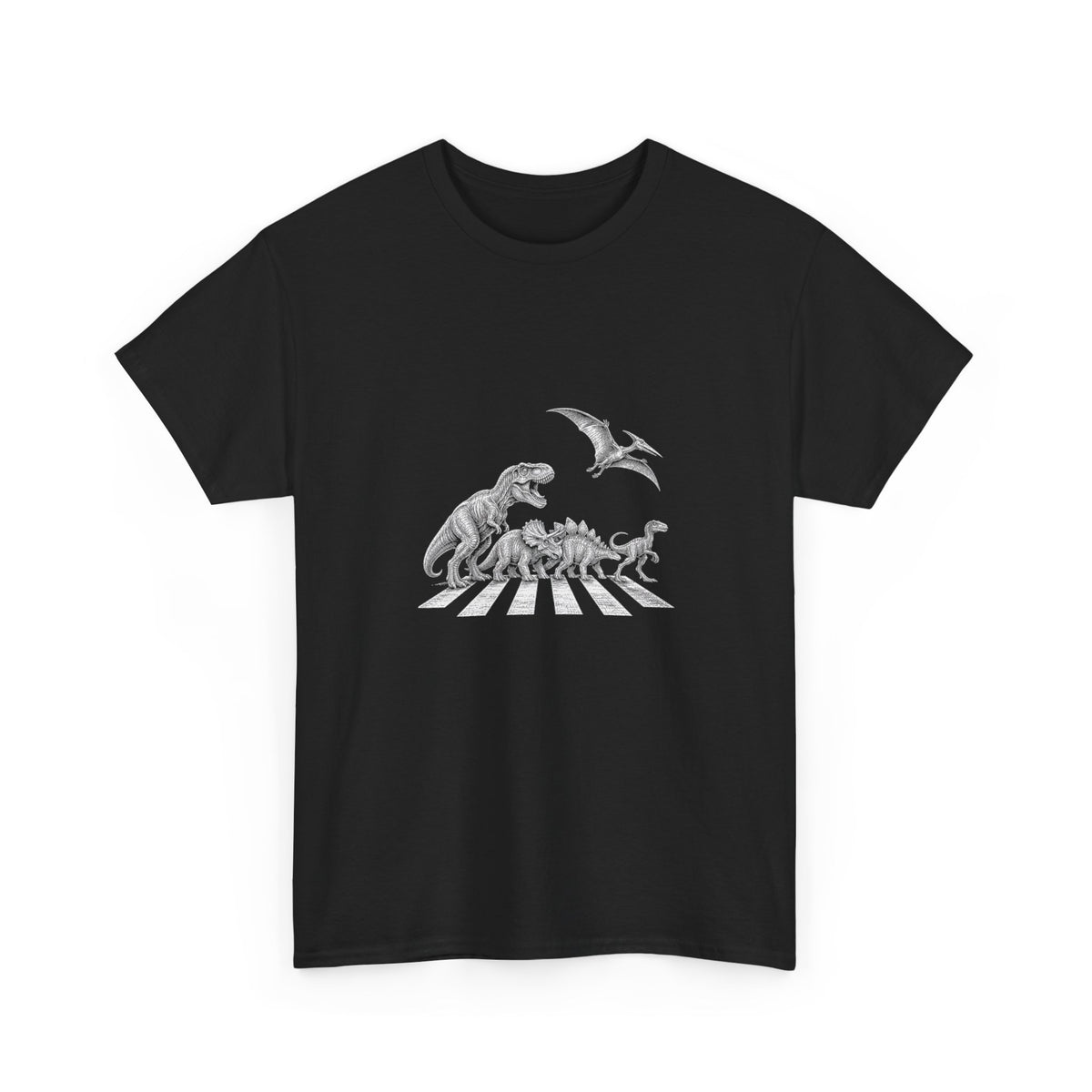 Dinosaurs Abbey Road T-Shirt Funny Dino Crossing Woodcut Parody Tee