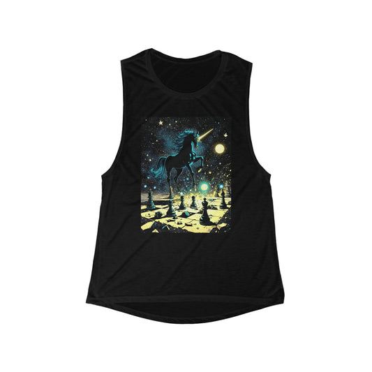 Cosmic Unicorn Chessboard Tank Top Women's Fantasy Muscle Tank