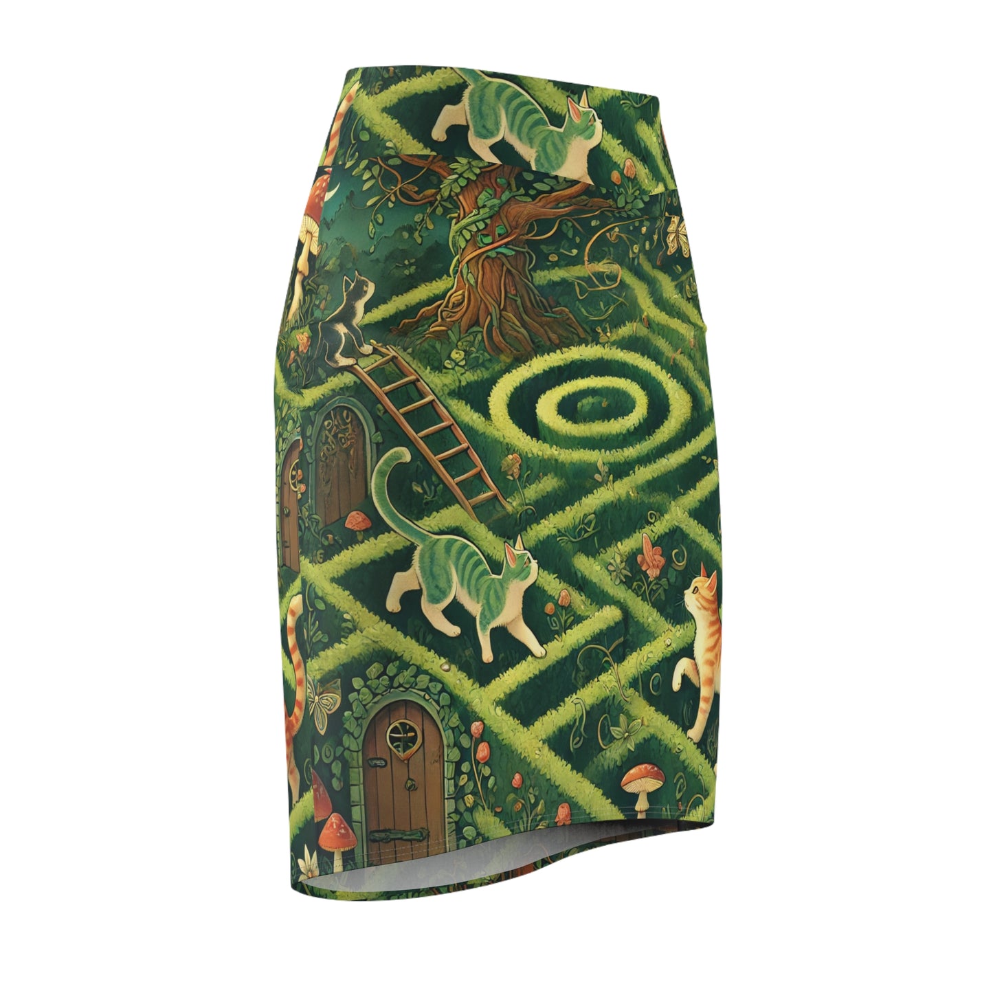 Pencil Skirt - Maze Cat Design