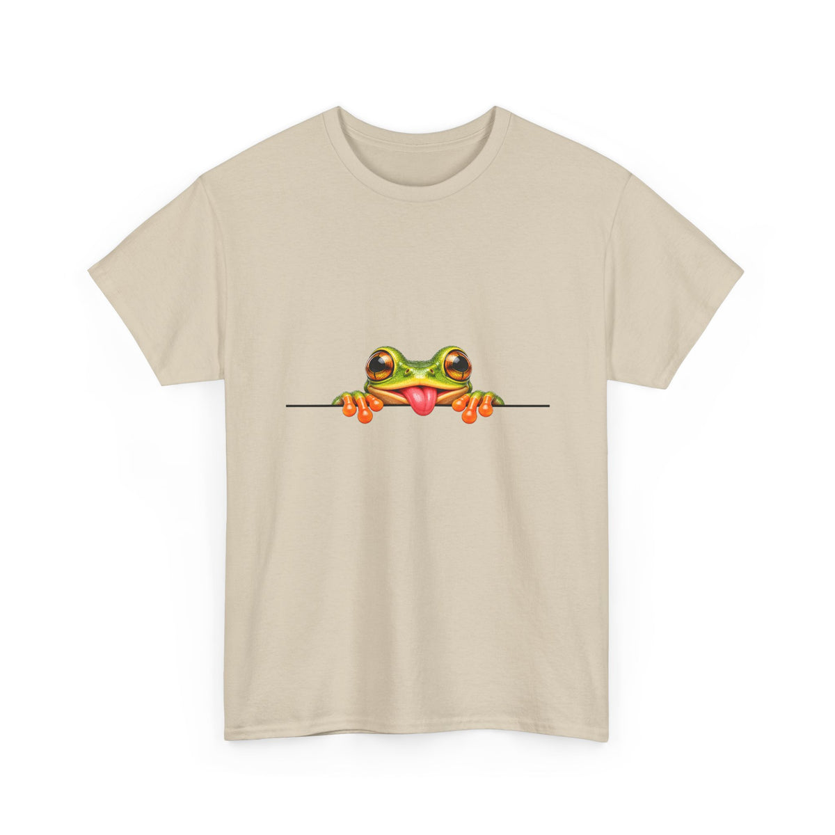 Peeking Tree Frog T-Shirt Tongue Out Over Ledge Funny Frog Lover Tee