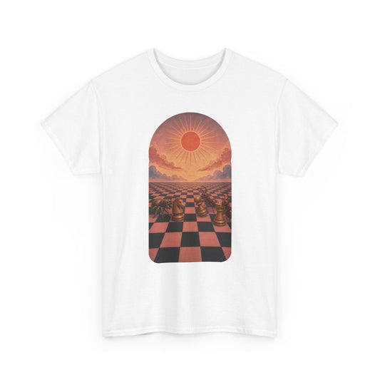 Spider and Ants Chess T-Shirt Jumping Spider Checkerboard Sunset Tee