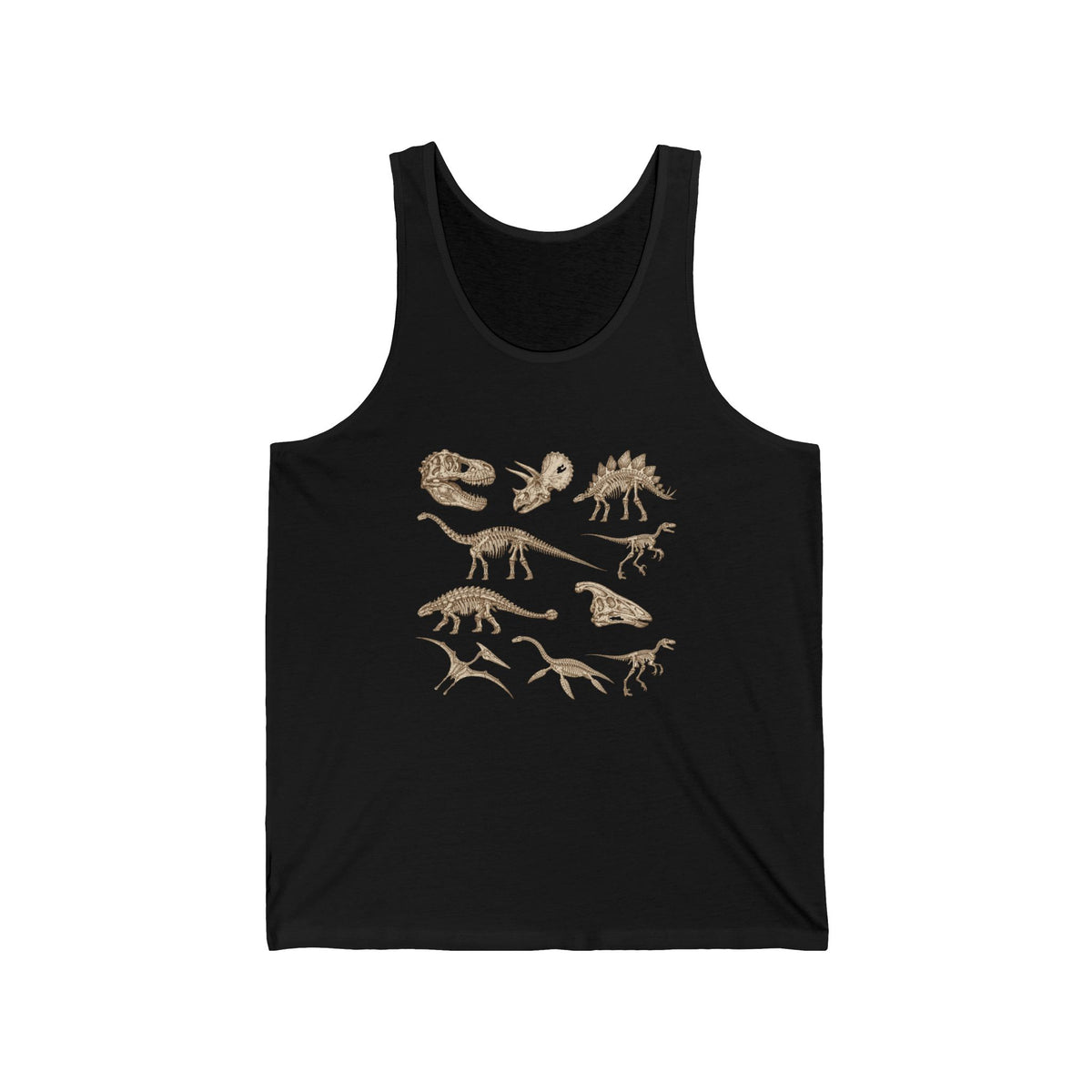 Dinosaur Skeleton Fossils Tank Top Vintage Paleontology Chart