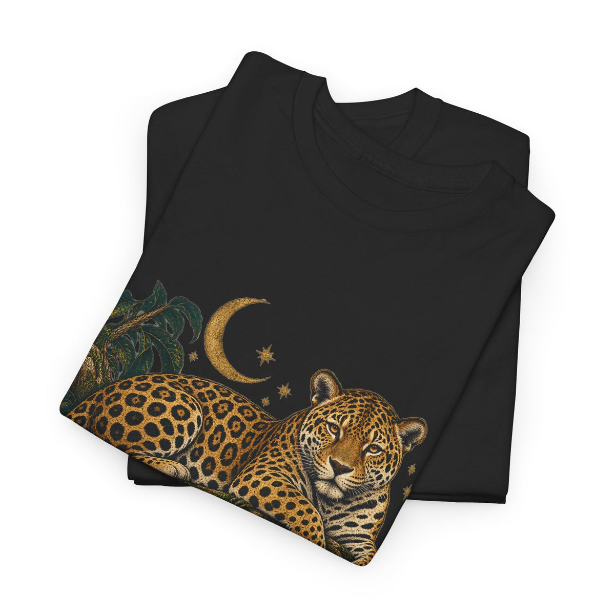 Jaguar Night Bloom Moon T-Shirt Celestial Big Cat Tee