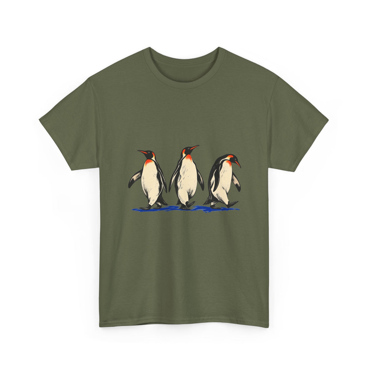 Three Penguins T-Shirt Emperor Penguin Trio Walking on Ice Antarctica Animal Tee