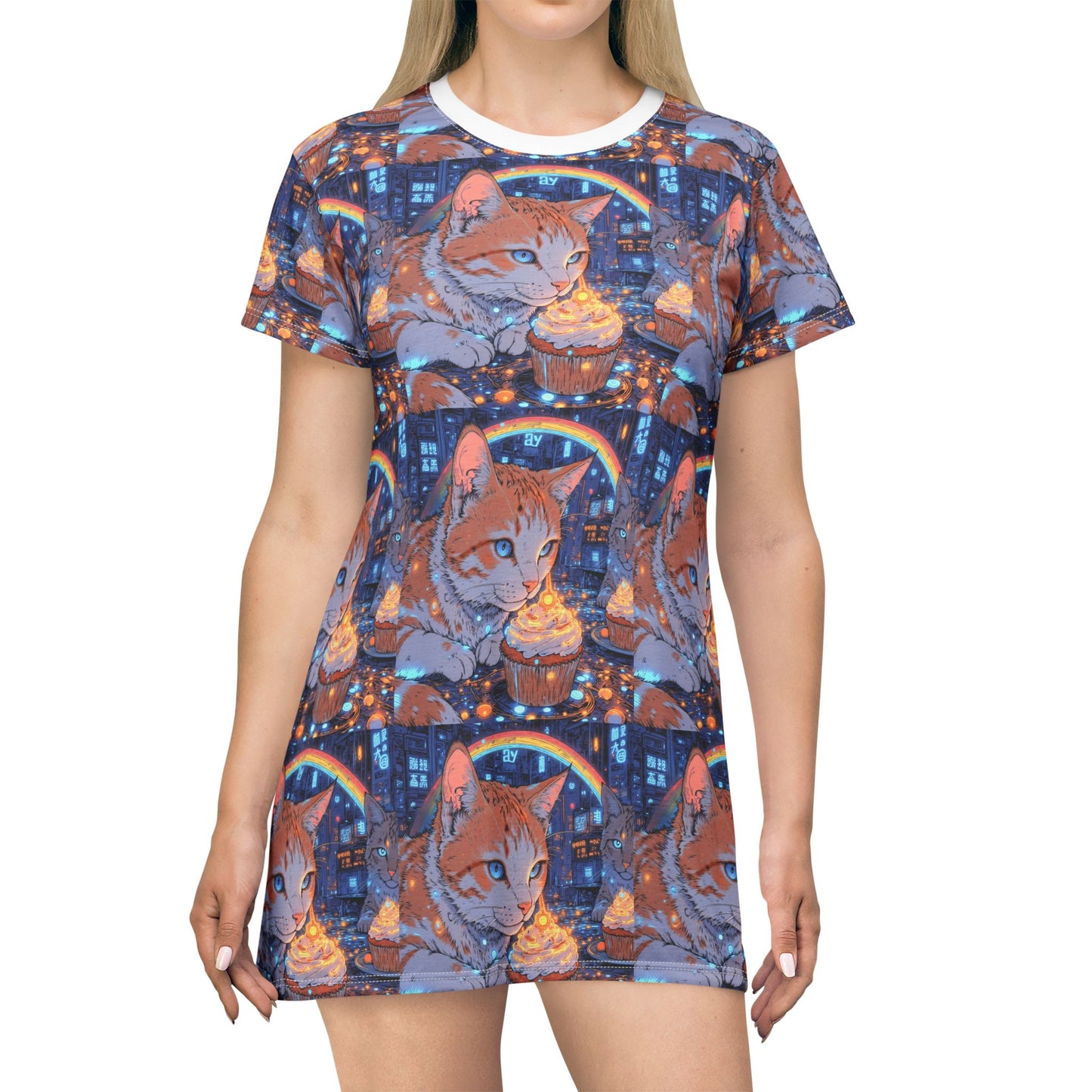 Cat Cupcakes T-Shirt Dress