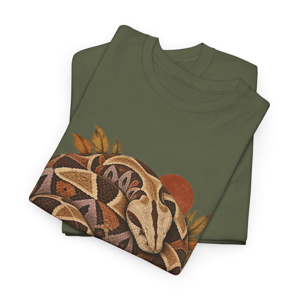 Gaboon Viper Coiled Sun T-Shirt Autumn Snake Geometric Tee