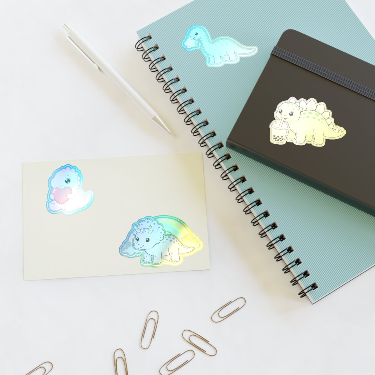 Cute Kawaii Dinosaur Sticker Sheet 4 Pastel Dino Stickers Laptop Water Bottle