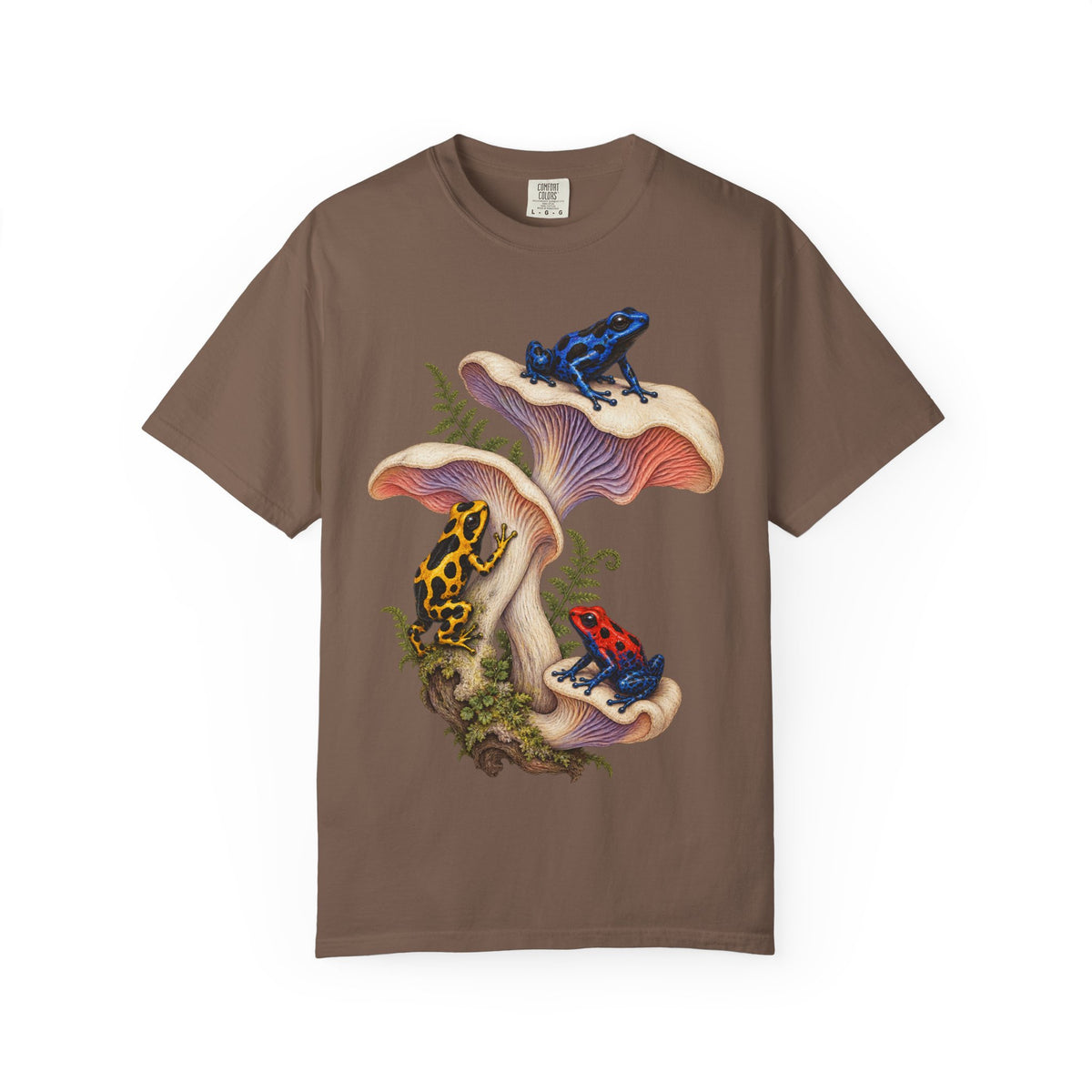 Poison Dart Frogs Mushroom Forest Tee Colorful Dart Frog Fungi Fern Wildlife Shirt