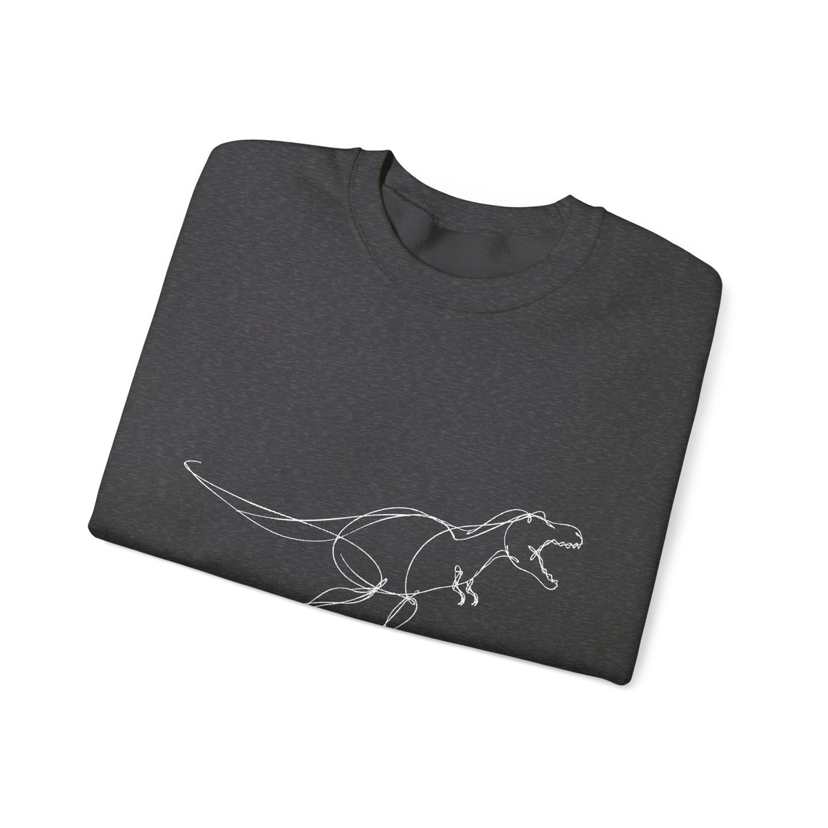 Minimal White Line T-Rex on Black Sweatshirt Simple Dinosaur Sketch