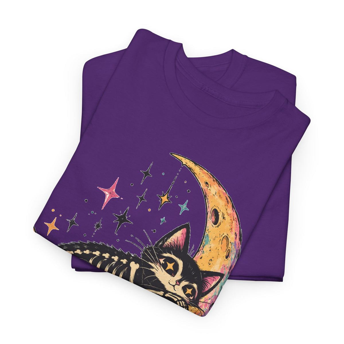 Skeleton Cat Moon T-Shirt Pastel Goth Crescent Moon Black Cat Tee Unisex