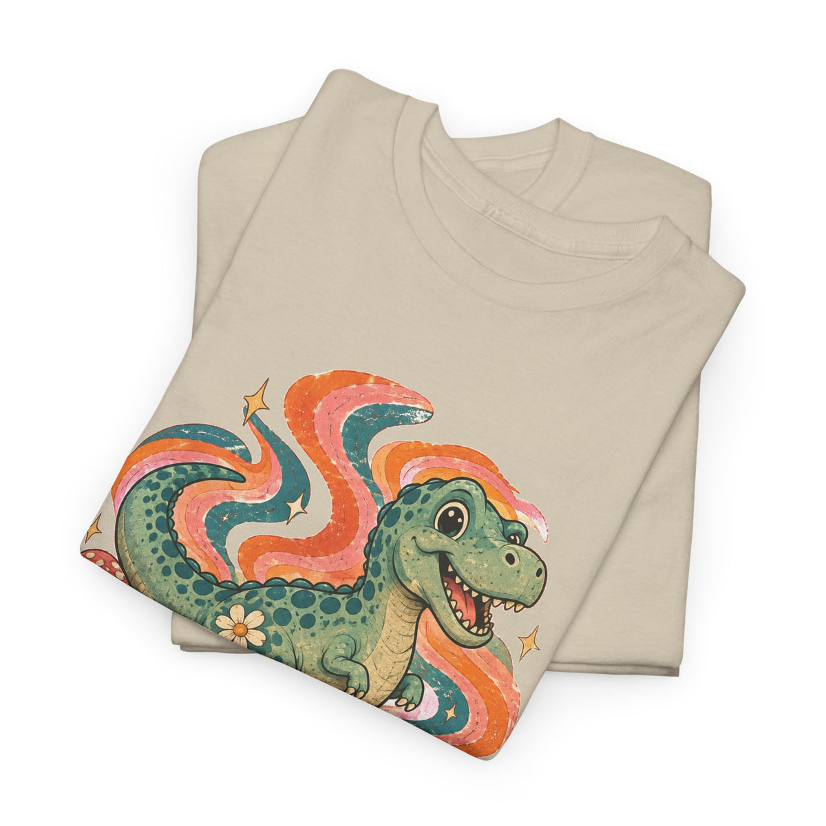 Groovy T-Rex T-Shirt Retro 70s Dinosaur Mushroom Daisy Tee