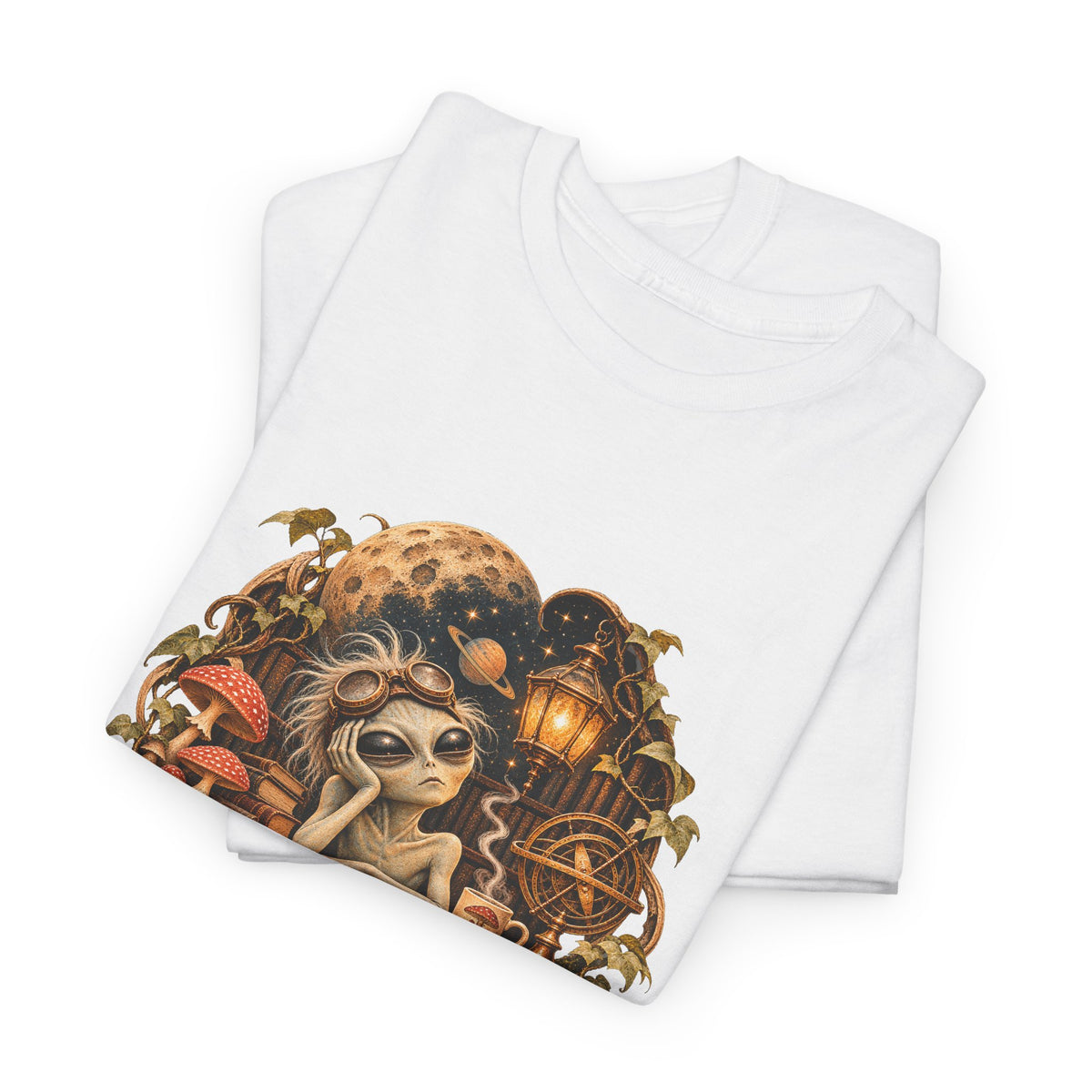 My Head Hurts I Can't Think T-Shirt Alien Scholar Books Funny Tee