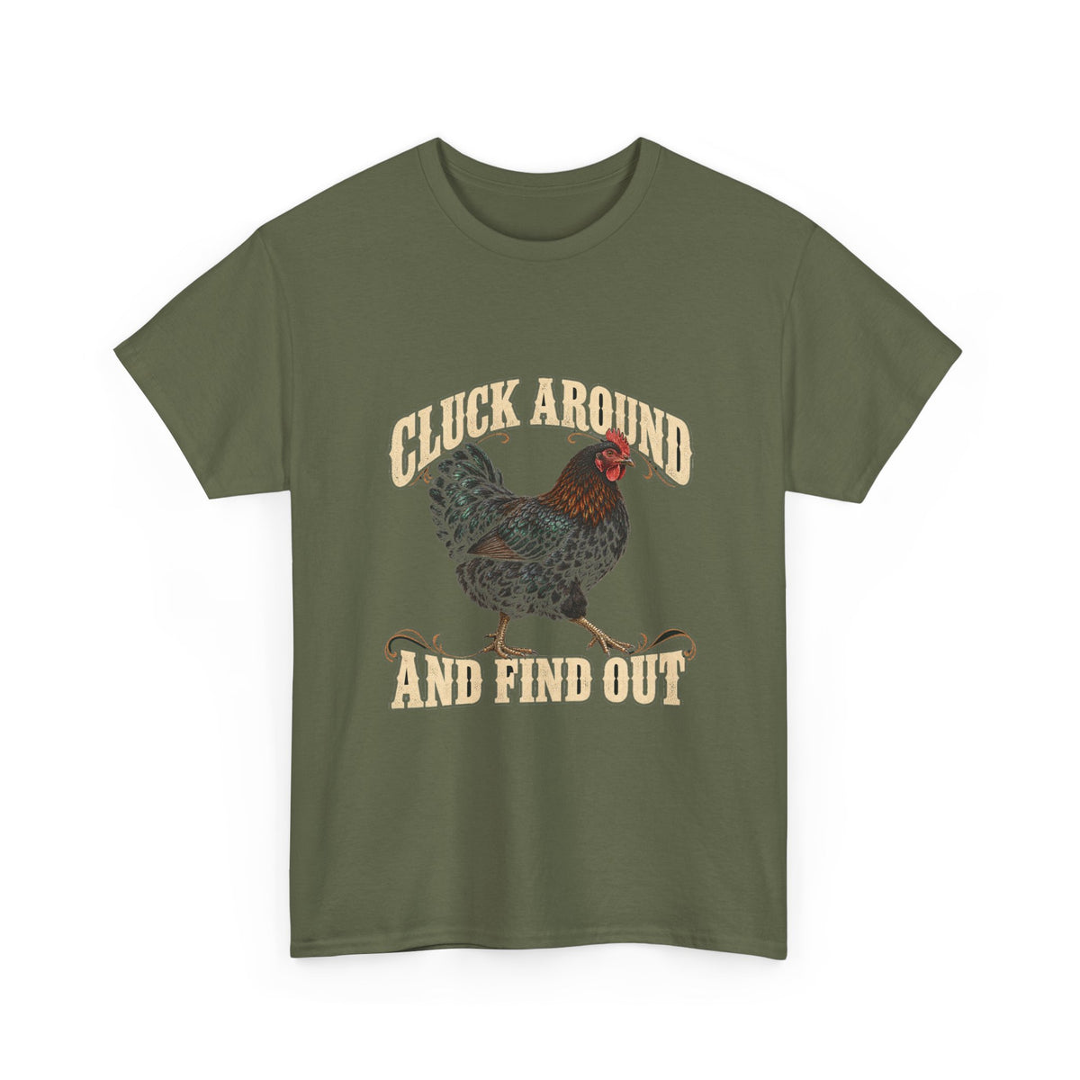 Cluck Around and Find Out Black Hen Tee Funny Chicken FAFO Pun Shirt