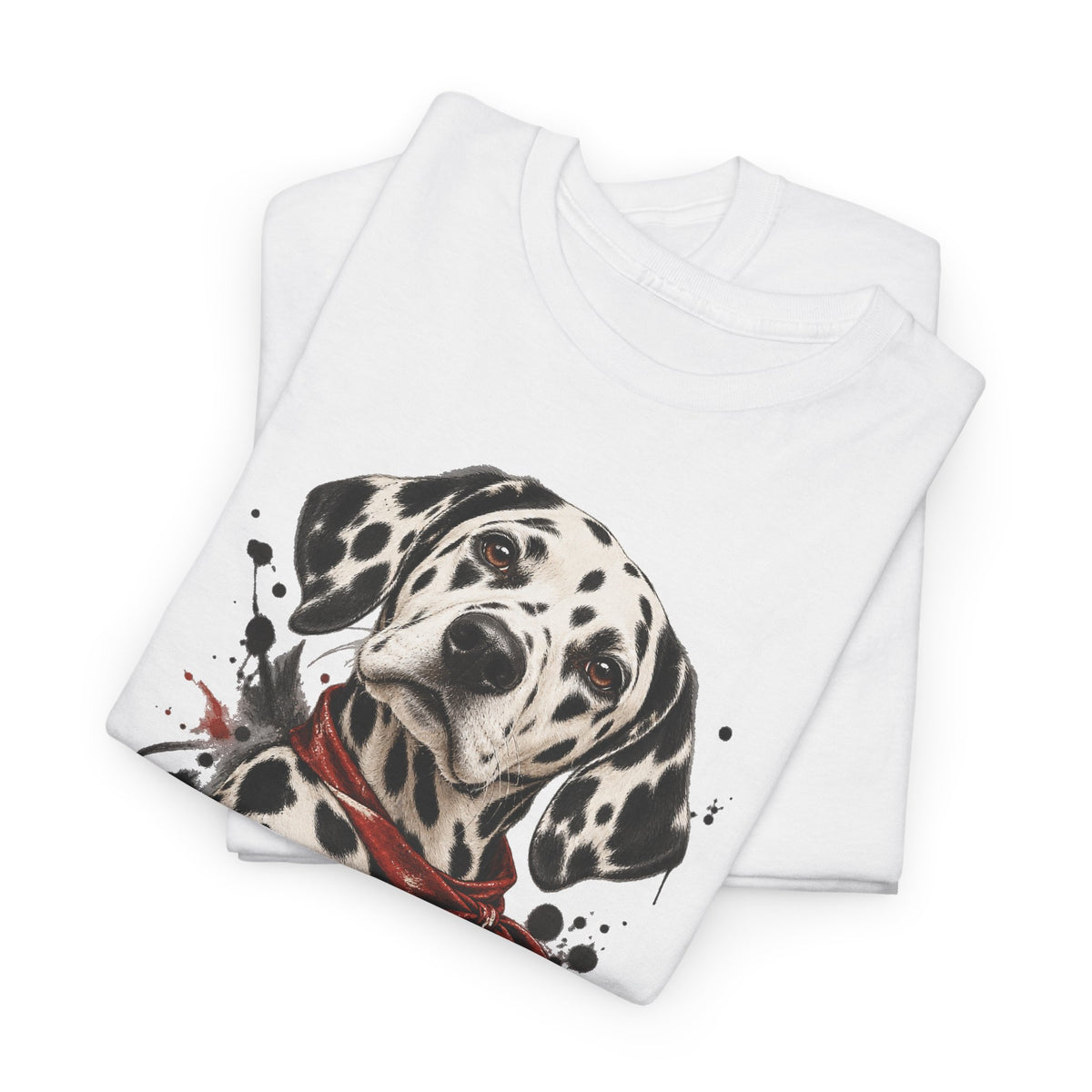 Dalmatian Red Bandana T-Shirt Dog Portrait Splatter Art Tee
