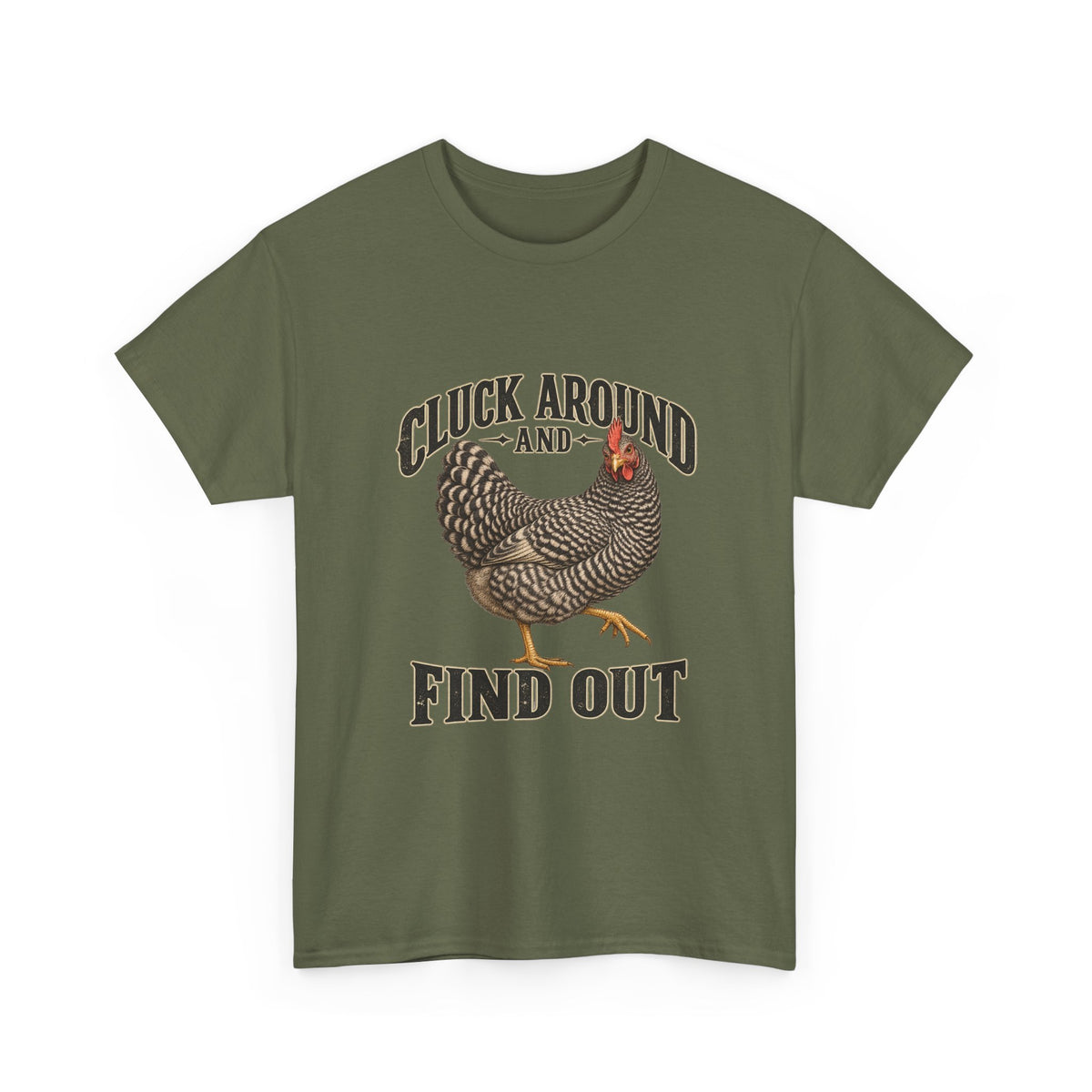 Cluck Around and Find Out Barred Rock Hen Tee Funny Chicken FAFO Pun Shirt