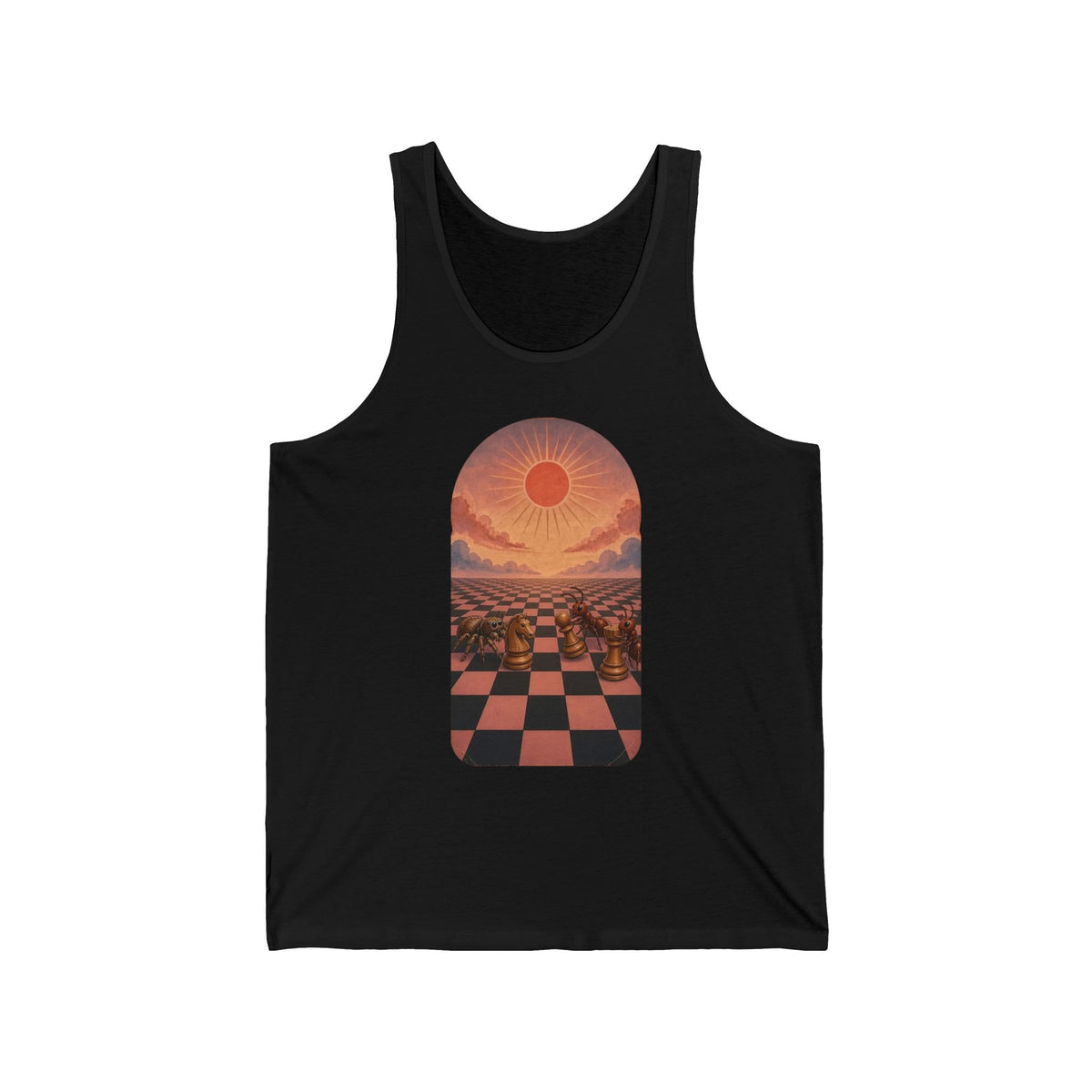 Spider and Ants Chess Tank Top Jumping Spider Retro Sunset Tank