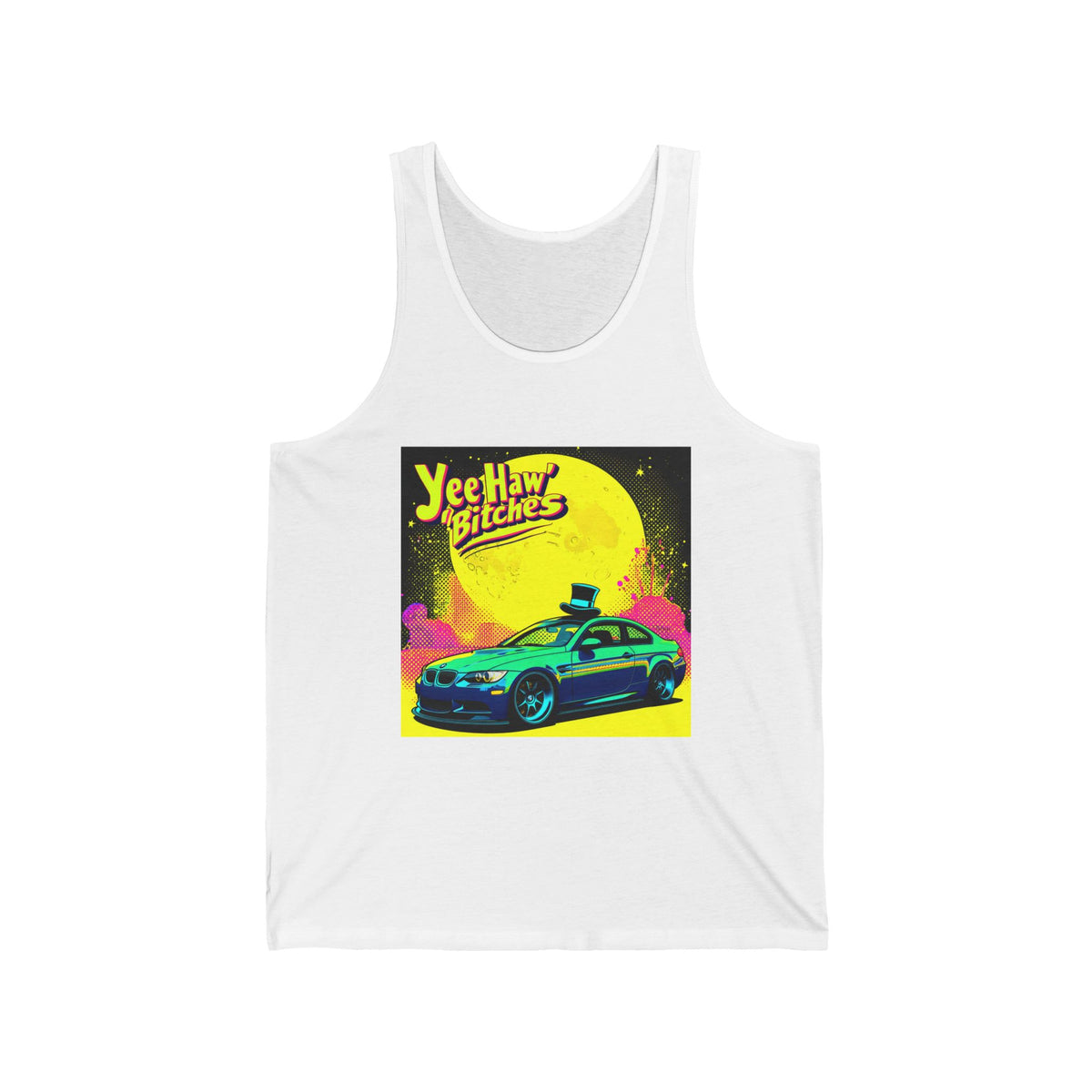 Yee Haw Neon Sports Car Graphic Tank Top Unisex Jersey Tank