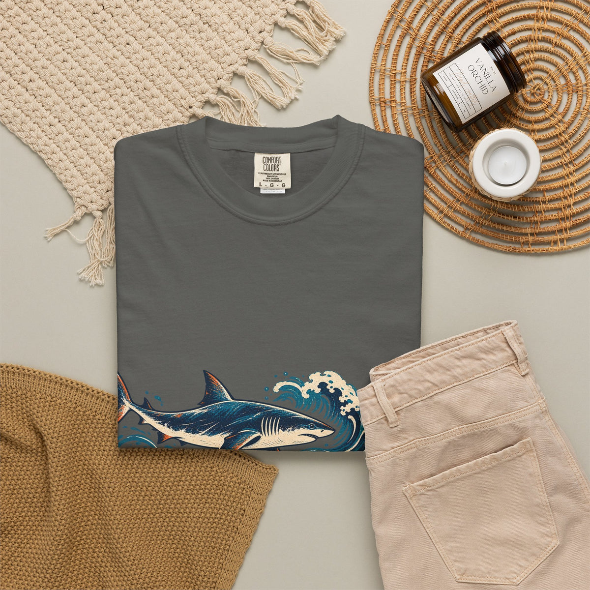 Great White Sharks Ukiyo Wave Tee Japanese Woodblock Shark Ocean Coral Shirt