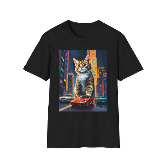 Giant City Cat Sports Car Graphic Tee Unisex Softstyle T-Shirt