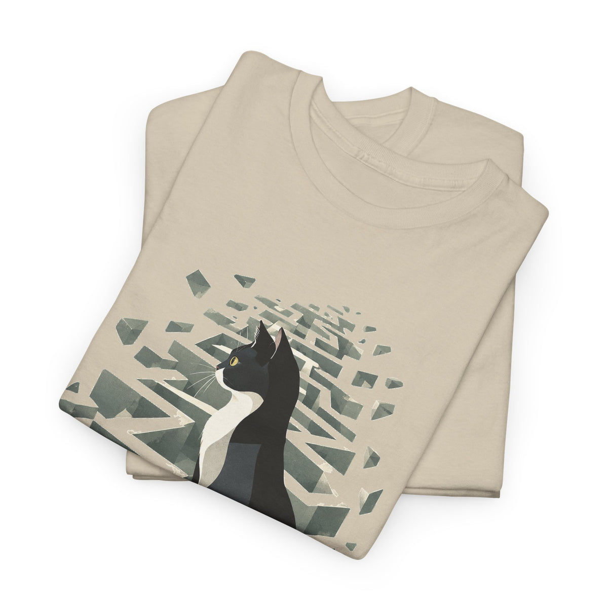Tuxedo Cat 3D Maze T-Shirt Black and White Cat Surreal Labyrinth Art