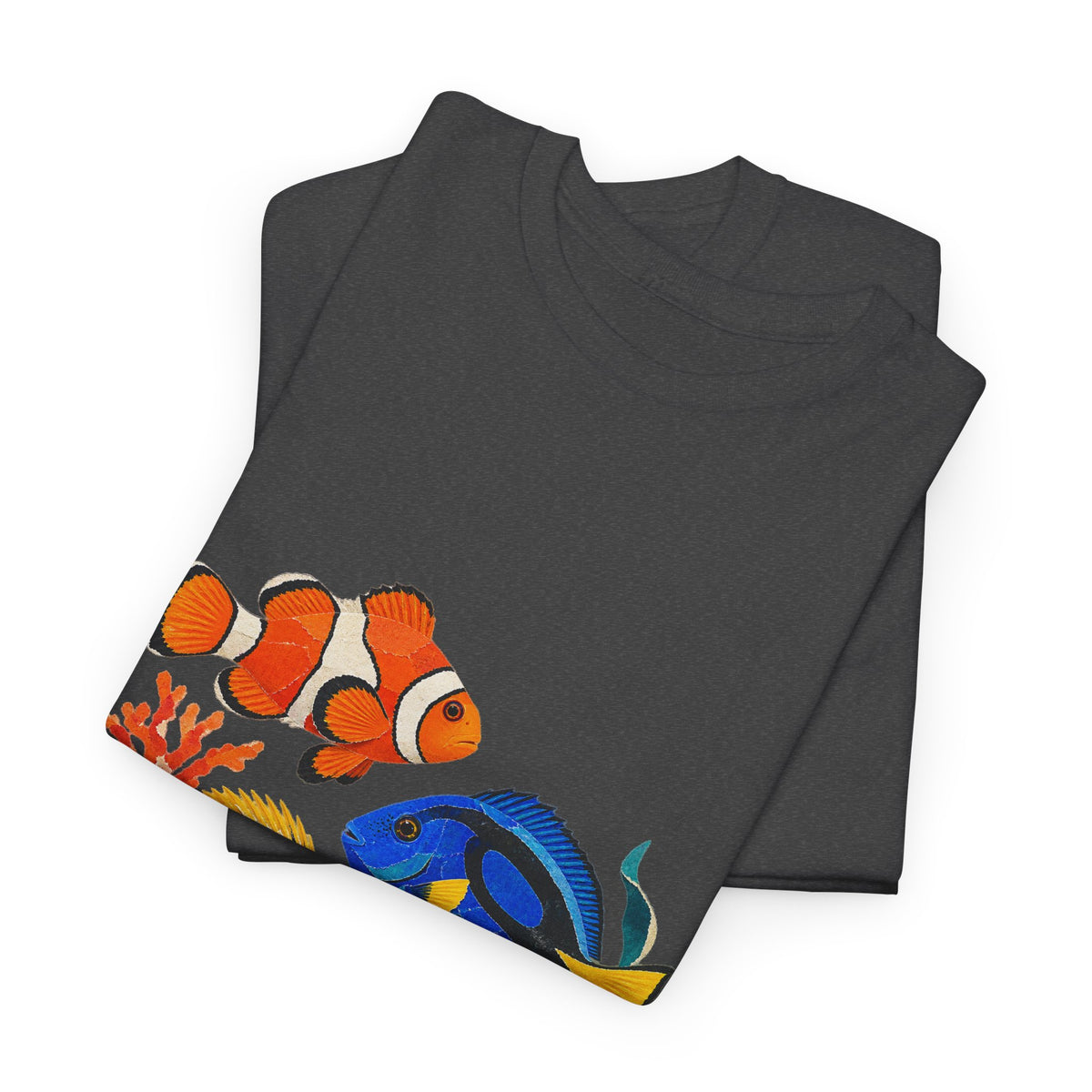 Tropical Fish Coral Collage Tee Clownfish Blue Tang Butterflyfish Coral Reef Ocean Shirt